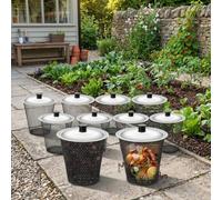 ComfyHarbor Lot de 4 composteurs enterrés avec couvercles, bac à compost Iron Farm pour recyclage biologique des restes de cuisine et déchets de jardin, design ventilé en extérieur, pour aération des