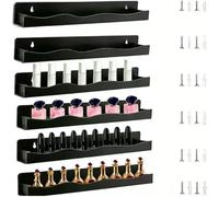 ComfyHarbor Lot de 6 supports muraux pour vernis à ongles en acrylique transparent pour salle de bain, buanderie (noir)