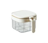 ComfyHarbor Lot de récipients à épices, avec 4 compartiments, boîte de rangement hermétique à double joint, organiseur de cuisine empilable, à une main, pour comptoir, visibilité claire, blanc