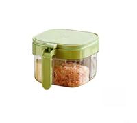 ComfyHarbor Lot de récipients à épices, avec 4 compartiments, boîte de rangement hermétique à double joint, organiseur de cuisine empilable à une main, pour comptoir, visibilité claire, (vert)
