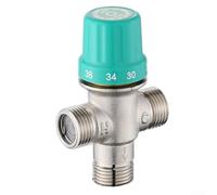 ComfyHarbor Mélangeur thermostatique en cuivre, interface 1/2" avec plage de contrôle de température 20-65°C, filtre intégré et arrêt d'eau pour eau chaude et froide (B)