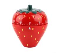 ComfyHarbor Minuteur de cuisine en forme de fraise, compte à rebours mécanique de 60 minutes, avec sonnerie forte, rappel de cuisson manuel sans piles, pour étude, entraînement, rouge, 68 x 78 mm