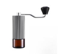 ComfyHarbor Moulin à café manuel, avec grossièreté réglable, moulin à bavure portable à manivelle en acier inoxydable, pour expresso, système de double roulement, seau transparent, (gris)