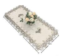 ComfyHarbor Nappe rectangulaire en dentelle, nappe en tissu, pour table basse, bureau, buffet, protection contre la poussière, facile d'entretien, décoration pour chemin de table (50 x 100 cm)