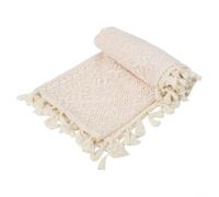 ComfyHarbor Nappe rectangulaire en faux lin avec bordure à pompons - Résistante à l'eau et facile à nettoyer pour décoration de maison, de fête de mariage, 150 x 150 cm