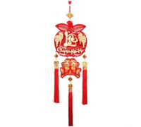 ComfyHarbor Noeud traditionnel en flanelle à suspendre pour Nouvel An | Flanelle fabriquée à la main, couleur rouge vif, texte symbolique Phuc Loc Tho, pour une boucle de suspension durable