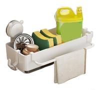 ComfyHarbor Panier de vidange à ventouse, multifonction pour évier de cuisine et salle de bain, organiseur à drainage rapide avec séparateur pour éponges et brosses, panier en plastique peu encombrant