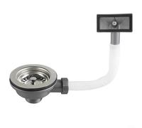 ComfyHarbor Panier de vidange d'évier en acier inoxydable avec trop-plein, 114 mm (3-1/2"), vanne de vidange de cuisine et de salle de bain pour éviers standard, gris