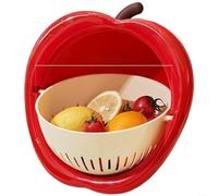 ComfyHarbor Panier égouttoir en forme de fruits, passoire amovible double couche, avec drainage rabattable et poignées latérales, pour évier de cuisine (rouge)