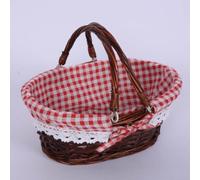 ComfyHarbor Panier tissé doublé en lin pour décoration de pique-nique | Taille de la bouche de 32 cm, peut contenir du pain et des fruits, essentiel pour pique-nique, charme rustique