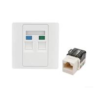 ComfyHarbor Panneau d'information réseau ignifuge simple ou double port avec module Cat6a à 90 degrés résistant aux hautes températures pour ordinateur intérieur, téléphone et installation réseau pour