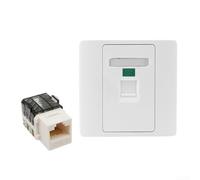 ComfyHarbor Panneau d'information réseau ignifuge simple ou double port avec module Cat6a à 90 degrés résistant aux hautes températures pour ordinateur intérieur, téléphone et installation réseau pour