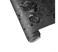 ComfyHarbor Papier peint floral noir amovible de 45 cm de large, rouleau décoratif facile à installer pour salon, chambre à coucher, cuisine, décoration d'intérieur élégante, longueur 3 m (45 cm x 1 m