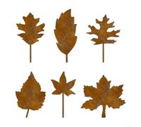 ComfyHarbor Piquets Décoratifs Fer Oxydé Résistant Intempéries | 6 espèces uniques, détails veines pour précis, pour affichage botanique réaliste, embellit espace extérieur