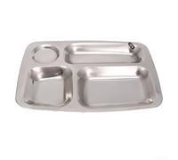 ComfyHarbor Plateau à goûter rectangulaire divisé en acier inoxydable, 4/5/6 grilles, pour adultes, enfants, campeurs et contrôle des portions, pour école, cafétéria, hôpital, camping, pique-nique (4