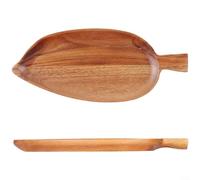 ComfyHarbor Plateau à thé en bois massif en forme de feuille - 40,7 x 16 x 2,3 cm - Plateau de service en bois naturel - Pour café et repas - Design carré moderne - Décoration d'intérieur (petit)