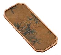 ComfyHarbor Plateau à thé en noyer, tapis à thé en bois de style chinois avec surface imperméable, assiette de service à thé sculptée à la main pour cérémonie du thé Gongfu (C)