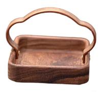 ComfyHarbor Plateau de service en bois de noyer, assiette à goûter portable de style chinois, pour thé, pâtisseries, noix, fruits, poignée ergonomique en bois massif, centre de table décoratif, pour