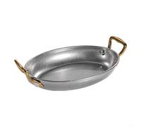 ComfyHarbor Plateau de service ovale en acier inoxydable 304 avec double poignées auriculaires, finition gris flocon de neige rétro pour collations, hamburgers, frites, ailes de poulet dans la cuisine
