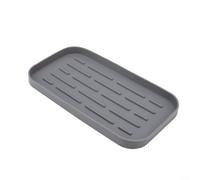 ComfyHarbor Plateau de vidange en silicone pour évier de cuisine, design de crête surélevée, pour séchage rapide, tapis résistants à la chaleur, pour savon et brosse à récurer, 25,4 x 13,5 cm (gris)