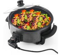 ComfyHarbor Poêle électrique anti-adhésive avec couvercle 42 cm 1500 W | 5 niveaux de contrôle de la température, multi-cuiseur profond de 7 cm pour griller des pizzas bouillantes