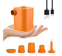 ComfyHarbor Pompe à air électrique portable, avec 5 buses, rechargeable par USB, gonfleur pour piscine, matelas flottant, bateau (orange)