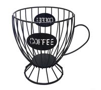 ComfyHarbor Porte-capsules de café en métal, 16 x 16 x 10,5 cm, panier de rangement en fil métallique pour 40 capsules de 35 mm, organiseur ouvert pour comptoir de cuisine, bureau, noir (noir)
