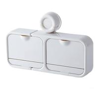 ComfyHarbor Porte-savon à ventouse, avec couvercle à rabat, organiseur de rangement mural de salle de bain, pour bar, linge, savon fait main, support de drainage en ABS, sans perçage, crème (blanc