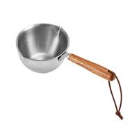 ComfyHarbor Pot en acier inoxydable 304 avec poignée en bois, double bec pour mini casserole à lait pour le chauffage, chauffe-sauce anti-goutte pour cuisinière électrique à induction au gaz, argenté