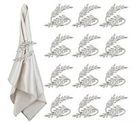 ComfyHarbor Ronds de serviette en métal avec motif de gerbe galvanisée, porte-serviettes élégants, pour réception de mariage, décoration de table à manger et événements spéciaux (argent)