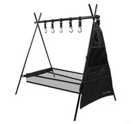 ComfyHarbor Support de camping pliable à suspendre, étagère trépied en alliage d'aluminium, pour rangement extérieur d'ustensiles de cuisine, support de suspension léger avec crochets, pour barbecue