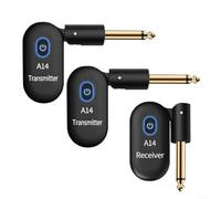 ComfyHarbor Système de guitare sans fil 2,4 GHz, émetteur et récepteur de portée de 30,5 m avec retard < 4 ms, prise jack 6,35 mm pour guitare/basse électrique (ABS noir, 2 émetteurs + 1 récepteur)