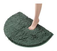 ComfyHarbor Tapis de salle de bain chenille antidérapant et absorbant avec dos en PVC lavable en machine pour porte de douche, design semi-circulaire pour salle de bain, cuisine, entrée (PVC, beige
