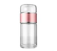 ComfyHarbor Tasse à thé en verre double couche avec infuseur intégré, design 3 en 1 pour brassage de feuilles en vrac, verres isothermes pour la maison, le bureau, les voyages, 360 ml, 420 ml, 450 ml