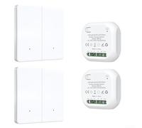 ComfyHarbor Télécommande sans fil RF433 MHz, bouton poussoir mural avec code d'apprentissage, portée de 100 m, module étanche pour système d'automatisation de maison, hôtel, villa (2 gang 2-2)
