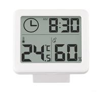 ComfyHarbor Thermomètre hygromètre numérique LCD avec horloge, hygromètre d'intérieur et d'extérieur, à suspendre au mur ou moniteur de bureau, affichage 12/24h, mémoire max min,
