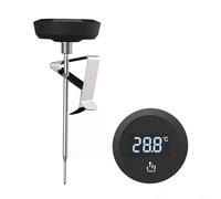 ComfyHarbor Thermomètre numérique pour aliments, écran LCD rétroéclairé, plage de -20 °C à 120 °C, sonde en acier inoxydable 304, étanche IP65, pour café, lait, thé, barbecue, brassage, cuisine (noir)