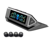 ComfyHarbor TPMS Moniteur de pression des pneus, avec 4 capteurs externes, double charge USB, affichage de luminosité à trois niveaux, six modes d'alarme, pour voiture, SUV, camion (argent)