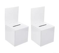 ComfyHarbor Urne en papier ondulé et boîte de dons avec tableau de bord amovible pour suggestions ou vote, design pliable léger, blanc, 15,2 x 15,2 x 15,2 cm