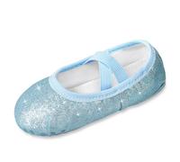 Comfyouth Chaussures de ballet pour fille - Paillettes - Chaussures de ballet - Semelle divisée - Sans cravate - Pour la gymnastique, la danse et la pratique, bleu, 30 EU