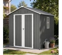 Comfyu - Abri de jardin métal 185x182x191 cm toit deux pentes fenêtre aérations verrou - gris