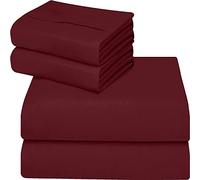 ComfyWell Drap-housse extra profond pour lit super king size, poche profonde de 35 cm, tissu en microfibre brossée douce, résistant au rétrécissement et à la décoloration. Super King (180 x 200 cm, bordeaux)