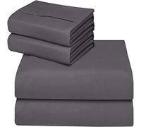 ComfyWell Drap-Housse pour lit Double à Poches Profondes (35 cm) - Tissu en Microfibre brossée Douce - Résistant au rétrécissement et à la décoloration (pour lit Double (135 x 190 cm), Gris)