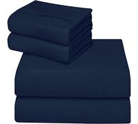 ComfyWell Drap-Housse pour lit Simple, Bleu Marine, Poche Profonde de 35 cm, Tissu en Microfibre brossée Douce, résistant au rétrécissement et à la décoloration. Lit Simple (90 x 190 cm), Bleu Marine
