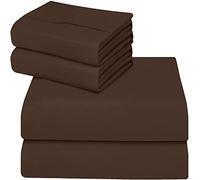 ComfyWell Drap-Housse pour lit Super King Size, Poche Profonde de 35 cm, Tissu en Microfibre brossée Douce, résistante au rétrécissement et à la décoloration. Super King (180 x 200 cm, Marron)