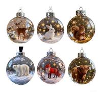 Comgooldool Boule de Noël en plastique transparent 7 cm avec motif animal