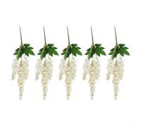 Comgooldool Branches de glycines artificielles réalistes de 60 cm de long à suspendre pour intérieur ou extérieur, mariage, maison, jardin, fleurs artificielles en soie, 5 pièces au choix (blanc)
