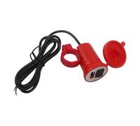 Comgooldool Chargeur de téléphone portable USB haute vitesse 12 V pour moto, alimentation 2,1 A avec support de montage miroir pour vélo, scooter, VTT, quad Rouge/noir étanche