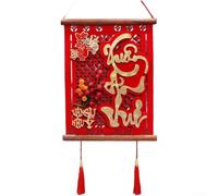 Comgooldool Couplets faits à la main en bois massif Vietnamien Décorations du Nouvel An Pendentif fruits rouges Style chinois Festival Ornement à suspendre pour maison, entrée, salon, décoration