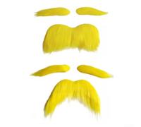 Comgooldool Ensemble Moustache Jaune Tissu Doux pour Fête | , application rapide, pour idéal dernière minute, léger 30g, confort toute la journée(D+E)